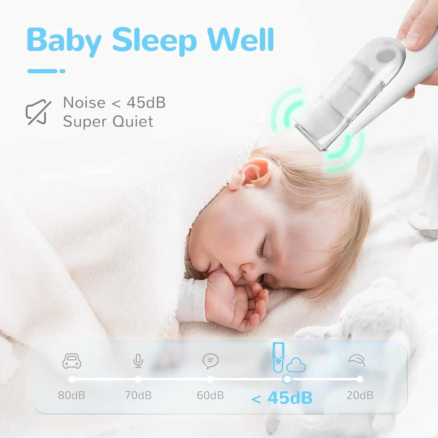 Draadloze Baby Tondeuse met Automatische Haaropzuiging