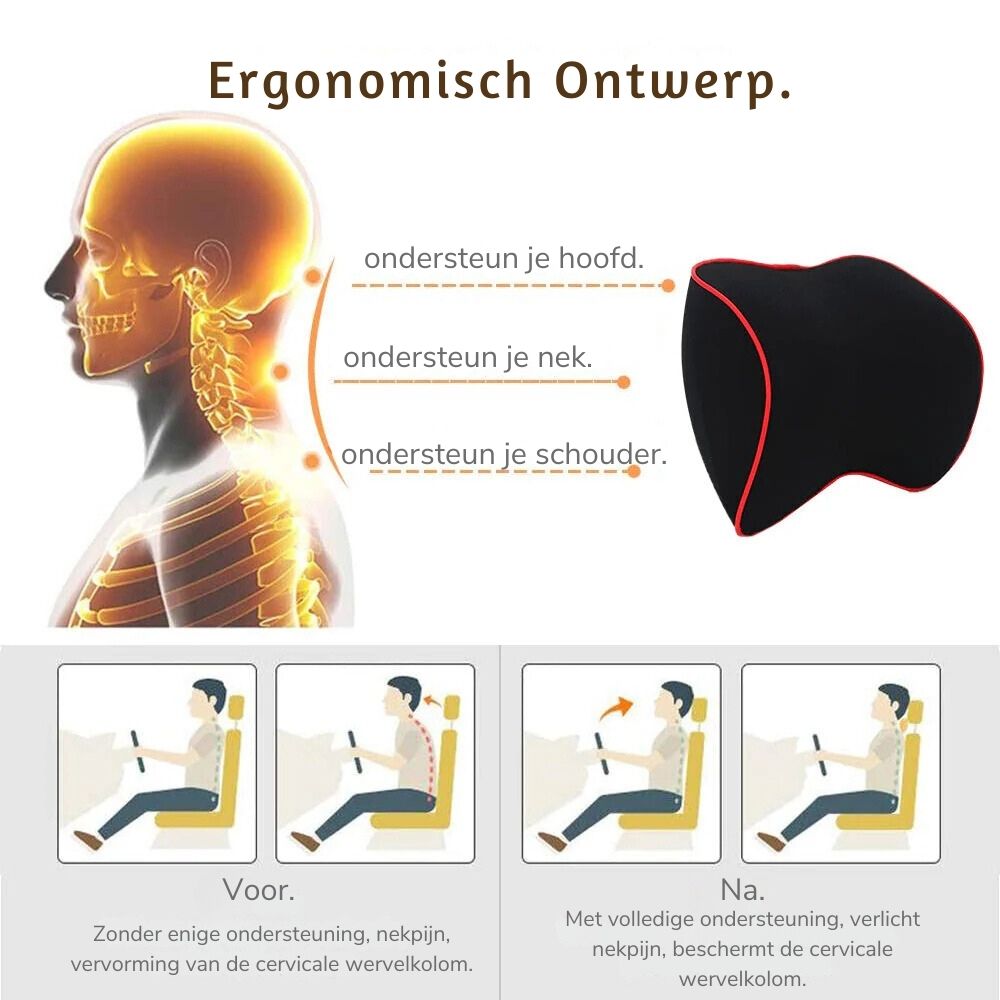 Ergonomisch Nekkussen voor Comfort tijdens Lange Rit – Memory Foam 7
