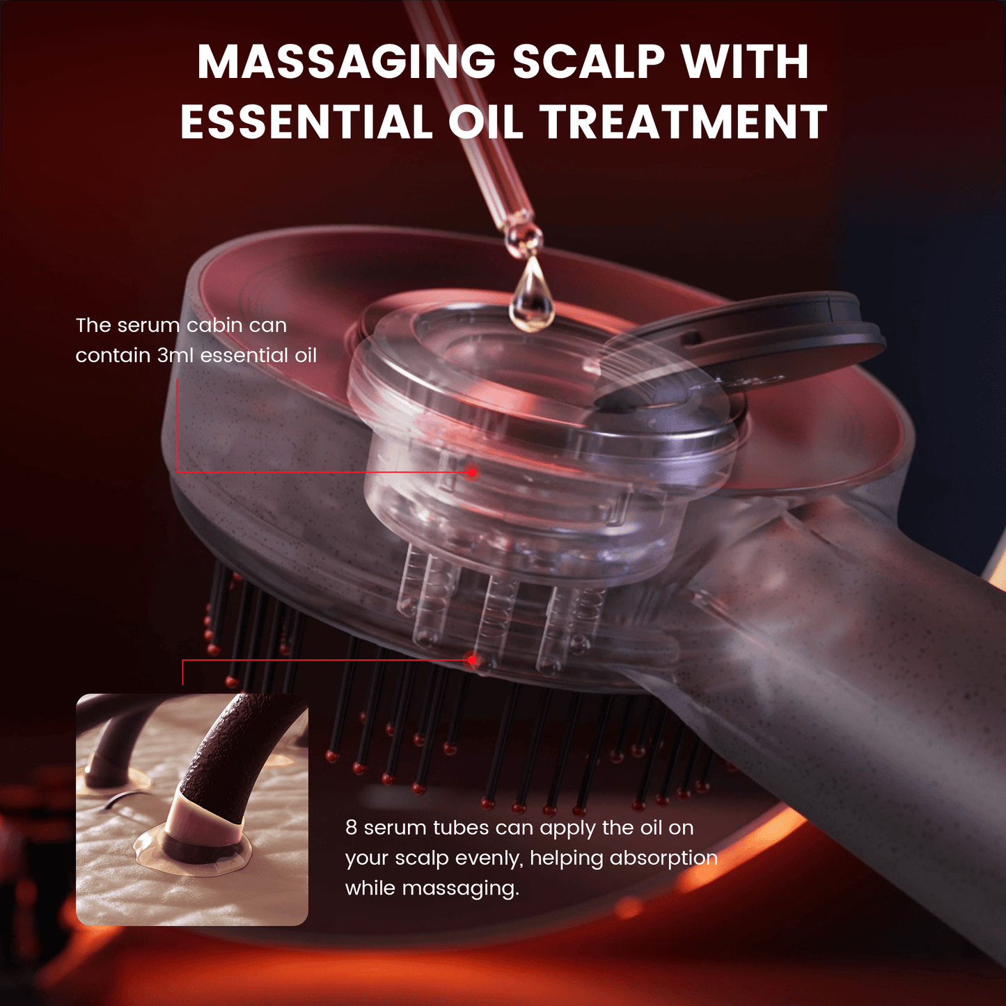 Hoofdmassager met Rode Lichttherapie voor Gezonde Hoofdhuid