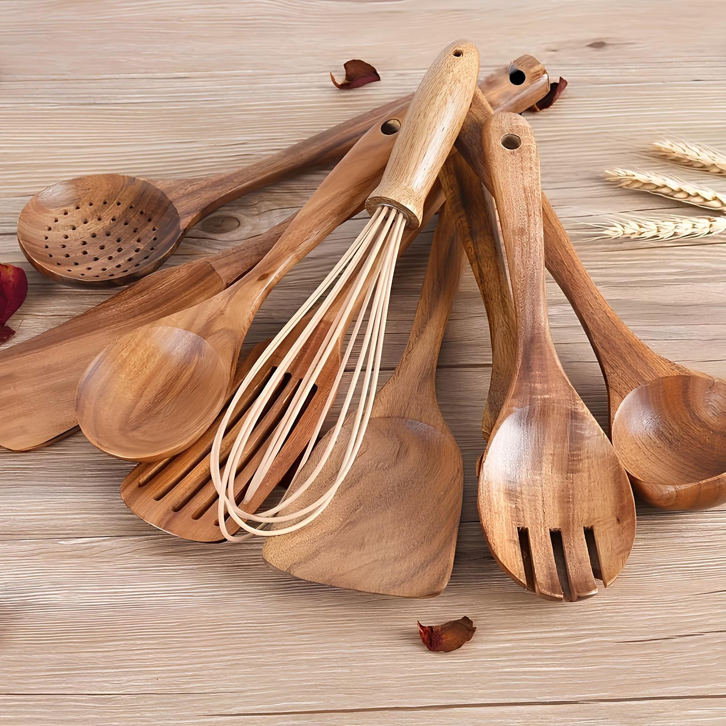 Natuurlijke Keukengerei Set voor Stijlvol Koken – 11-delig Teakhout 2