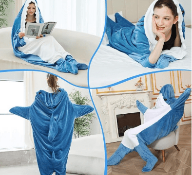 Ultieme Comfort Onesie voor Volwassenen met Zachte Haai Design 3