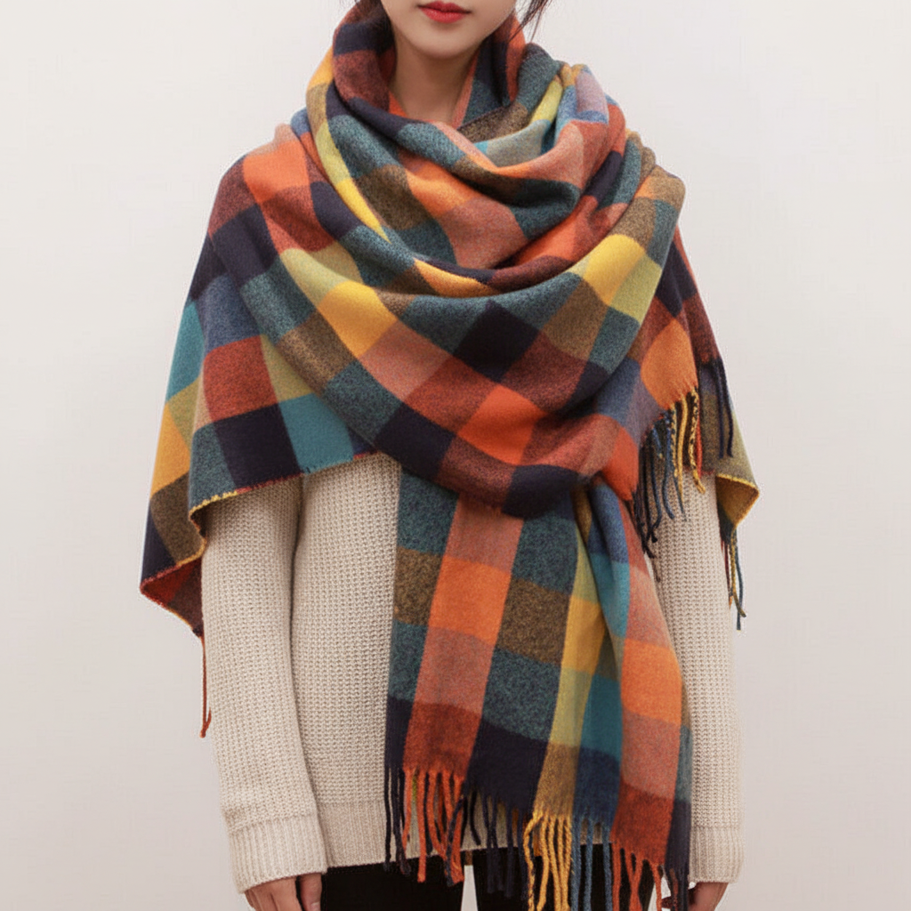 Zachte Sjaal Dames voor Stijlvolle Warmte – Trendy Ruitpatroon 0