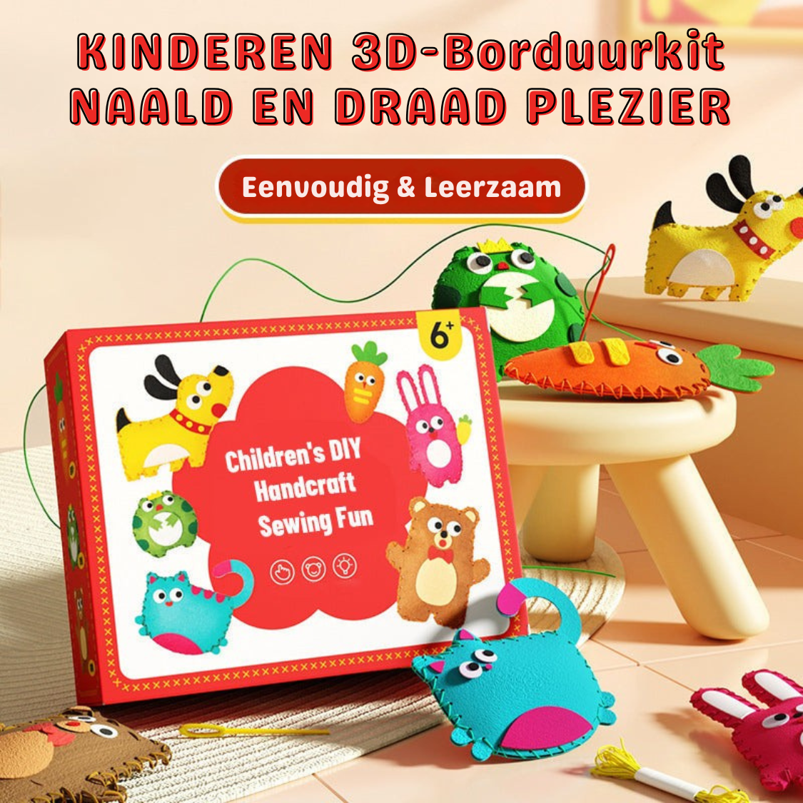 Creatieve Borduurset voor Kinderen - Stimuleer Fantasie en Motoriek 1