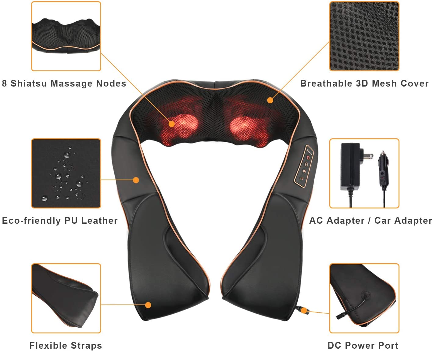 Diepe Shiatsu Massagekussen met Warmte voor Ontspanning