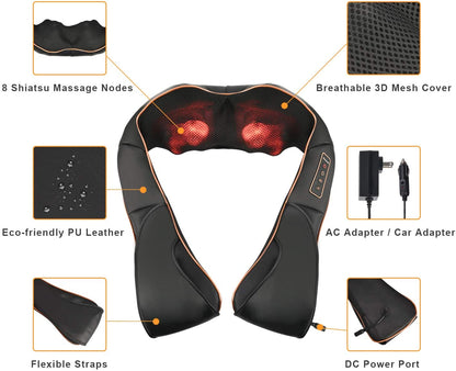 Diepe Shiatsu Massagekussen met Warmte voor Ontspanning