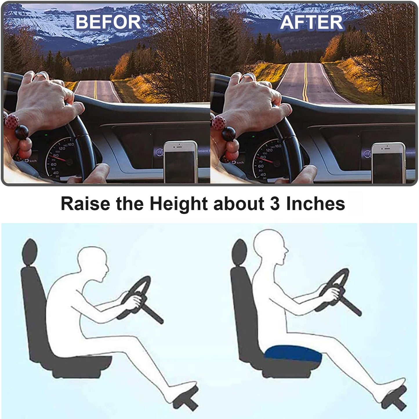 Ergonomisch Autostoelkussen voor Verhoogd Zicht en Comfort