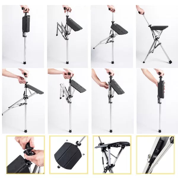 Ergonomische Wandelstok met Zitfunctie voor Comfortabel Rusten