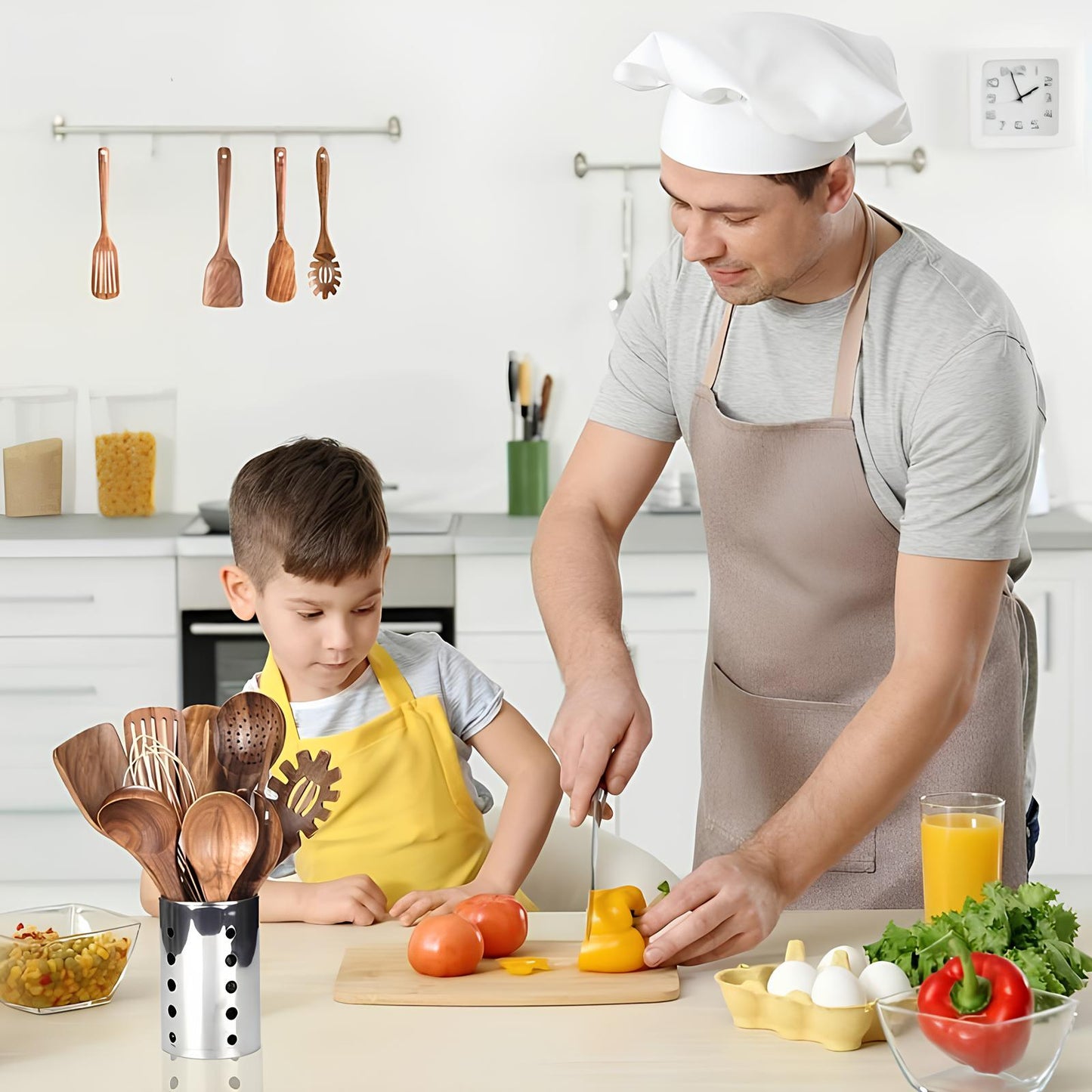 Natuurlijke Keukengerei Set voor Stijlvol Koken – 11-delig Teakhout 1