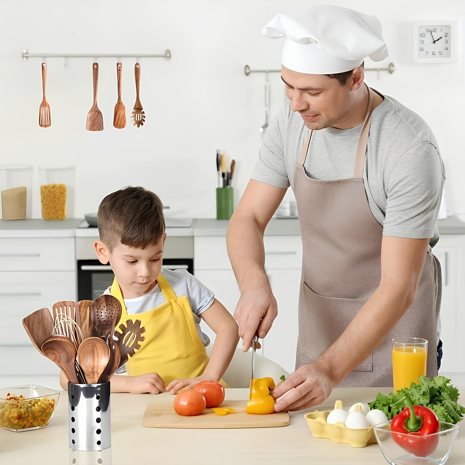 Natuurlijke Keukengerei Set voor Stijlvol Koken – 11-delig Teakhout 1