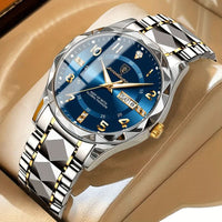 Inter-gouden armband met blauwe wijzerplaat