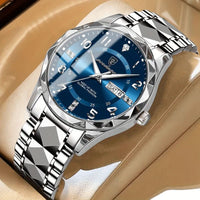 Zilveren armband met blauwe wijzerplaat