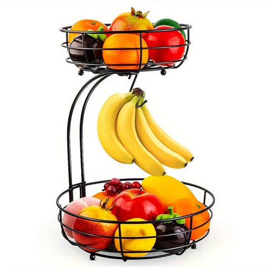 Ruimtebesparende Fruitmand met Bananenhouder voor Stijlvolle Organisatie 0