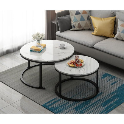 Ruimtebesparende Salontafelset met Marmeren Blad voor Luxe Interieur 6