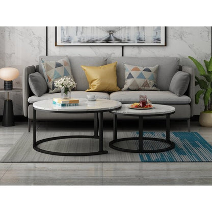 Ruimtebesparende Salontafelset met Marmeren Blad voor Luxe Interieur 7