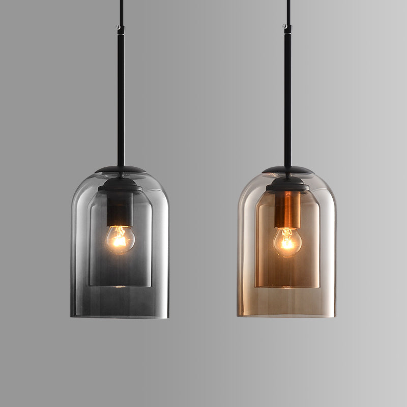 Sfeervolle Hanglamp voor Woonkamer met Dubbel Glas en Zwart Ontwerp 1