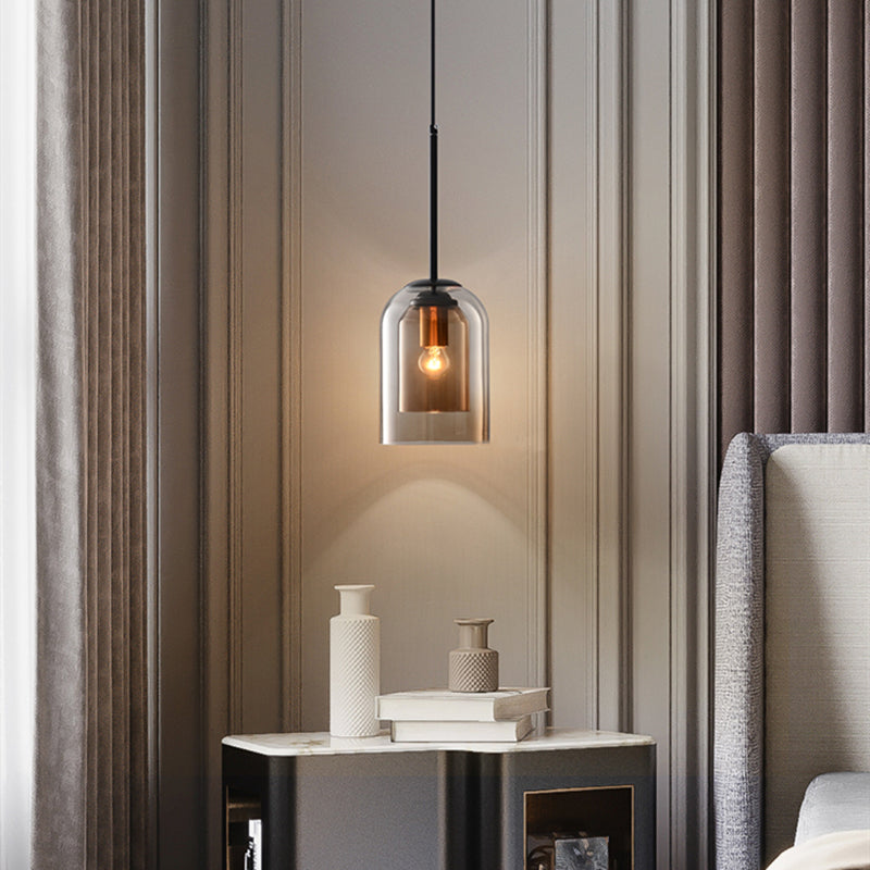 Sfeervolle Hanglamp voor Woonkamer met Dubbel Glas en Zwart Ontwerp 2