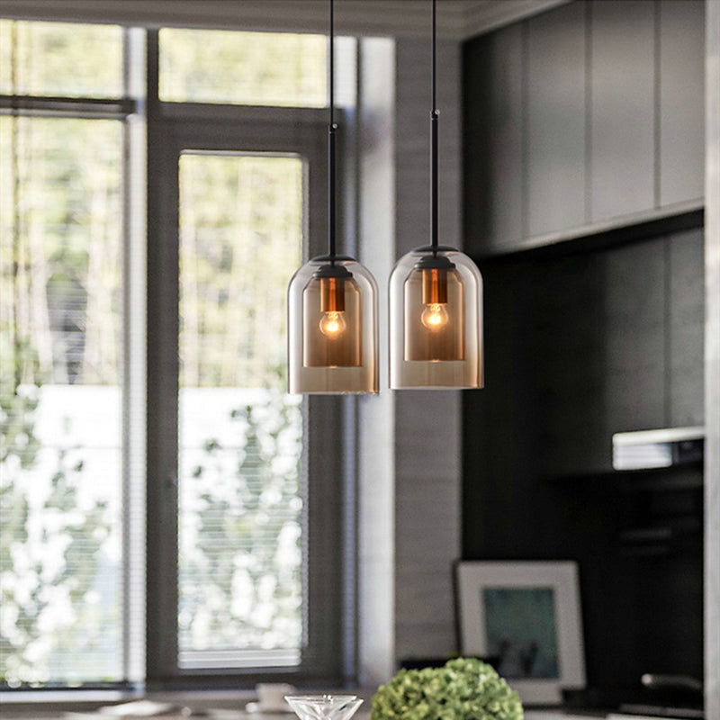 Sfeervolle Hanglamp voor Woonkamer met Dubbel Glas en Zwart Ontwerp 3