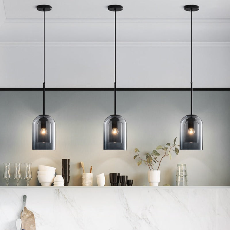 Sfeervolle Hanglamp voor Woonkamer met Dubbel Glas en Zwart Ontwerp 4