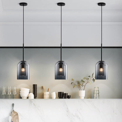 Sfeervolle Hanglamp voor Woonkamer met Dubbel Glas en Zwart Ontwerp 4