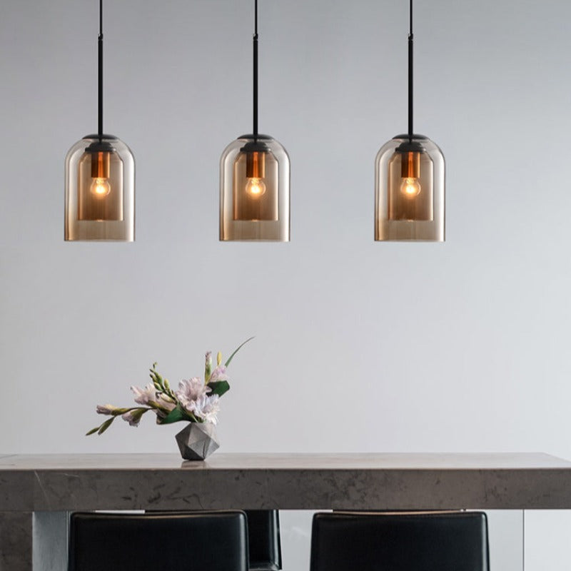 Sfeervolle Hanglamp voor Woonkamer met Dubbel Glas en Zwart Ontwerp 5