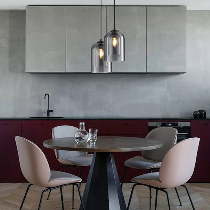 Sfeervolle Hanglamp voor Woonkamer met Dubbel Glas en Zwart Ontwerp 6