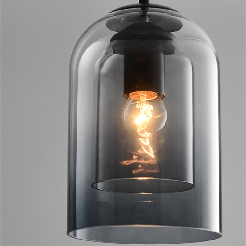 Sfeervolle Hanglamp voor Woonkamer met Dubbel Glas en Zwart Ontwerp 7