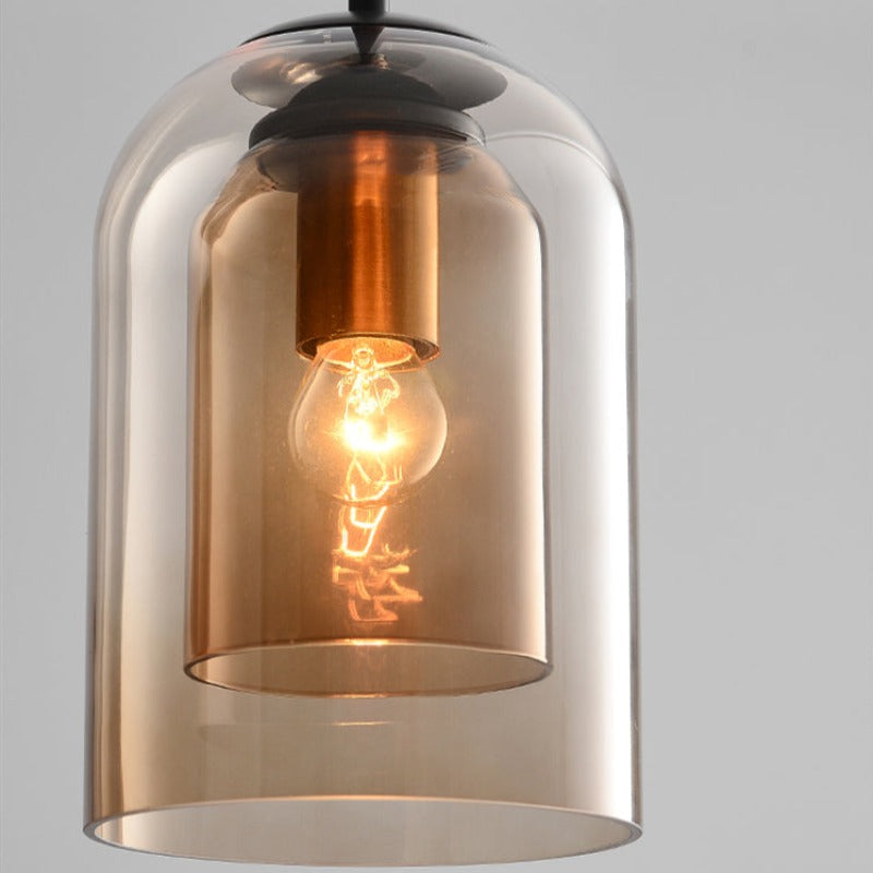 Sfeervolle Hanglamp voor Woonkamer met Dubbel Glas en Zwart Ontwerp 8