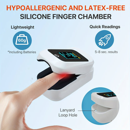 Snelle Pulsoximeter voor Betrouwbare Bloedzuurstofmeting – Compact en Lichtgewicht